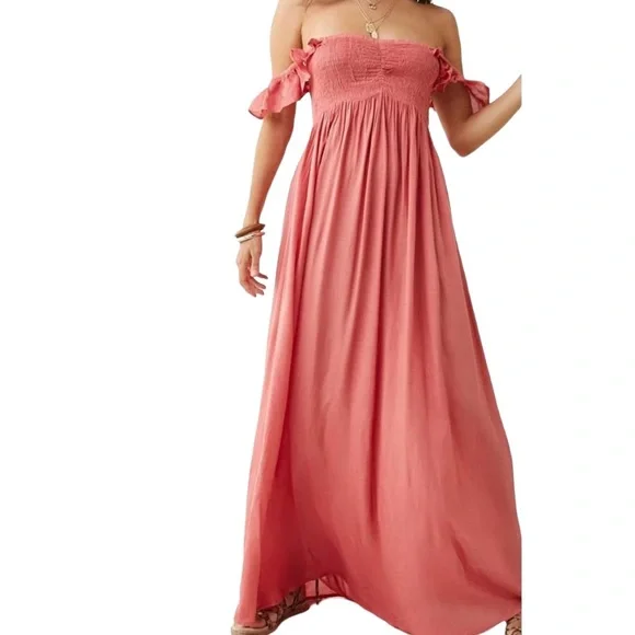 Forever 21 | Dresses | Forever 2 Smocked Off Shoulder Maxi Dress | Poshmark